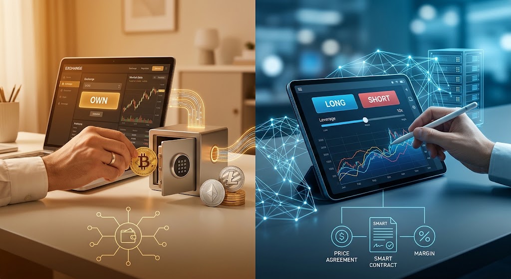Diferencias entre trading de criptomonedas  y CFDs de Criptomonedas